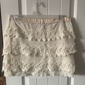 White layered lace skirt